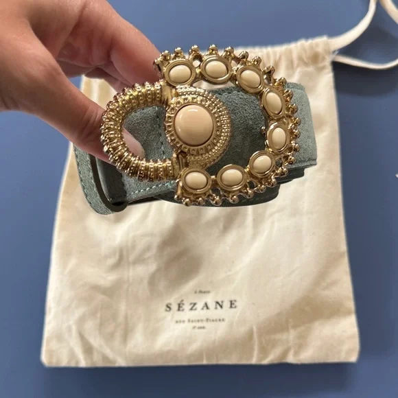 Sezane Maud Belt in Sea Green - Picture 3 of 4